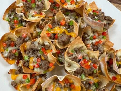 High-Protein Chorizo and Beef Wonton Cups